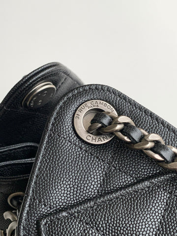 CHANEL 25S HOBO BAG 22 IN BLACK CAVIAR LEATHER STYLE 1