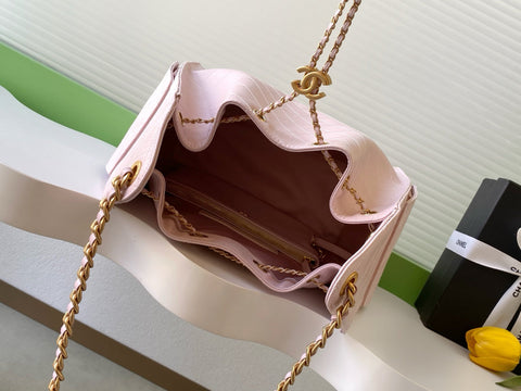CHANEL 25S HOBO BAG 40 IN LIGHT PINK CAVIAR WITH GOLD HARDWARE