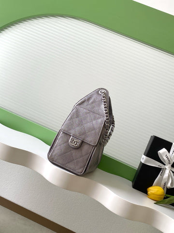 CHANEL 25S HOBO BAG 30 IN LILAC SILVER METALLIC CAVIAR