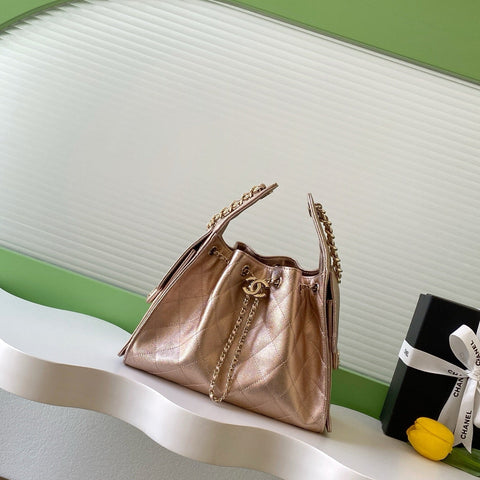 CHANEL 25S HOBO BAG 30 IN ROSE METALLIC CAVIAR