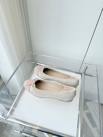 BALLET FLAT IN LIGHT PINK MIX PALE GRAY SUEDE