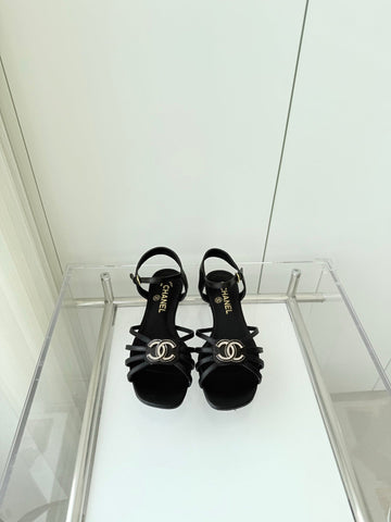 FLAT SANDALS 1 CM IN BLACK LAMBSKIN