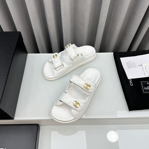 dad sandals white patent lambskin mules