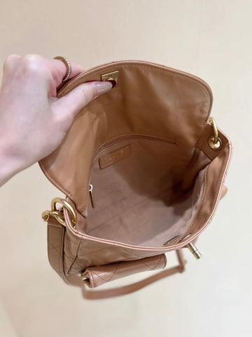 CHANEL 25S HOBO RETRO BAG 24 IN WARM TAUPE CALFSKIN