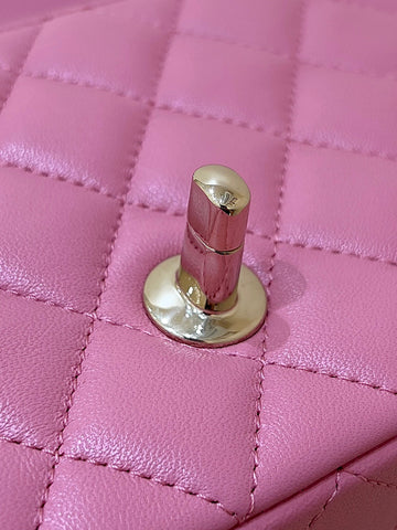 CHANEL 25S FLAP BAG 20 CM IN PINK LAMBSKIN WITH GOLD HARDWARE