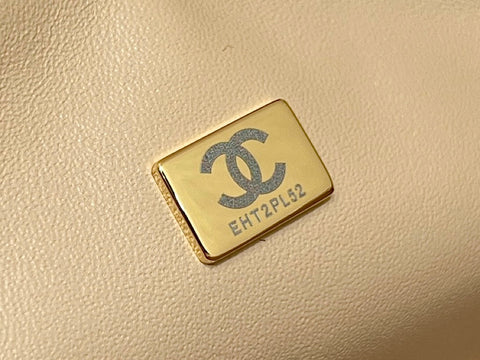 CHANEL 25S FLAP BAG 20 CM IN LIGHT BEIGE LAMBSKIN WITH GOLD HARDWARE