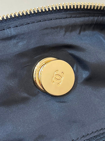 CHANEL HOBO 44 IN COCONEIGE BLACK NYLON VELVET GOLD HARDWARE
