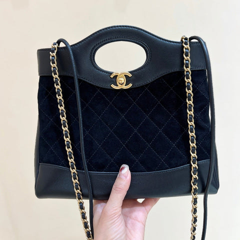 CHANEL 25S MINI SHOPPING BAG 23 IN BLACK LAMBSKIN AND SUEDE