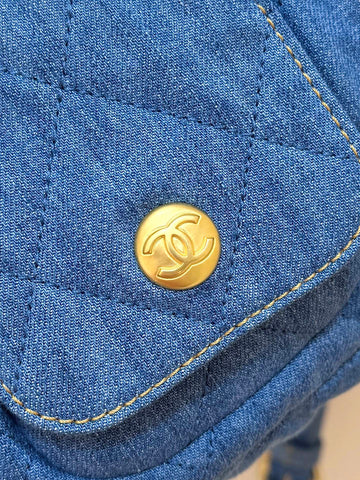 CHANEL 25S HOBO BAG 24 IN BLUE DENIM GOLD HARDWARE