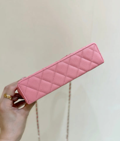 VANITY CASE 19 IN CONTESSA PINK CALFSKIN GOLD-TONE METALLIC