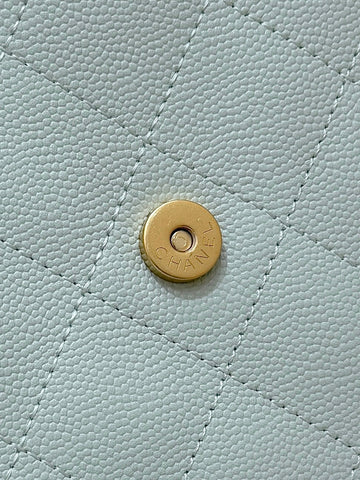 CHANEL 25S HANDBAG IN PALE CYAN 40 GRAINED CALFSKIN GOLD HARDWARE