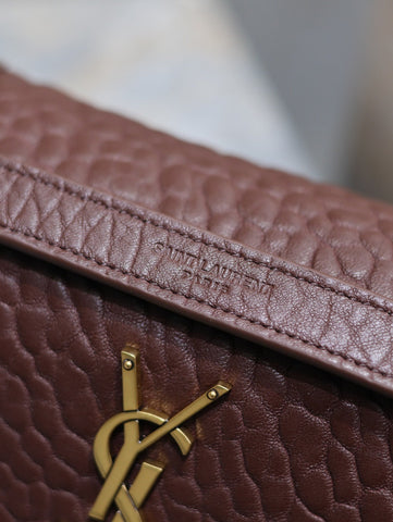 Niki mini crinkled shoulder 22 in Chestnut Brown Lamskin Gold Hardware