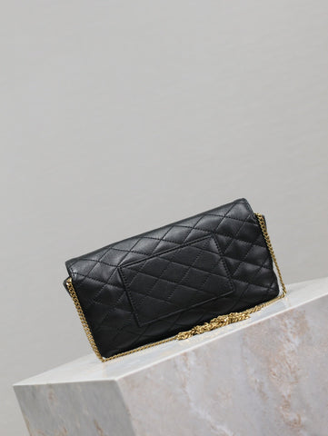 YSL 25S SAINT LAURENT GABY 19 IN BLACK QUILTED CALFSKIN GOLD HARDWARE