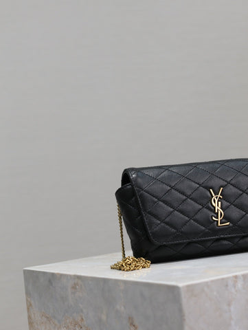 YSL 25S SAINT LAURENT GABY 19 IN BLACK QUILTED CALFSKIN GOLD HARDWARE
