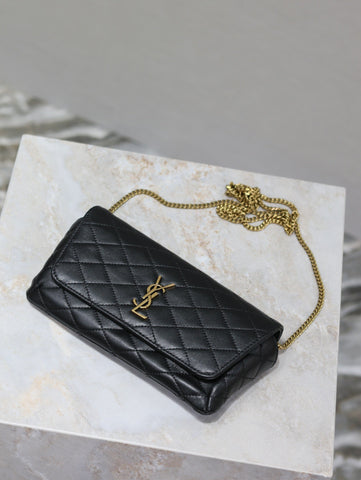 YSL 25S SAINT LAURENT GABY 19 IN BLACK QUILTED CALFSKIN GOLD HARDWARE