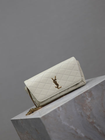 YSL 25S SAINT LAURENT GABY 19 IN BLANC VINTAGE QUILTED CALFSKIN GOLD HARDWRE