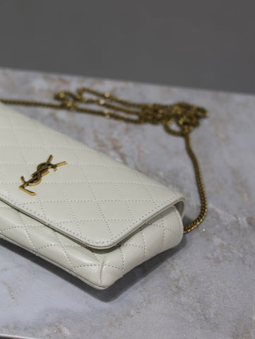 YSL 25S SAINT LAURENT GABY 19 IN BLANC VINTAGE QUILTED CALFSKIN GOLD HARDWRE