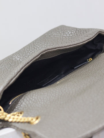 YSL 25S CALYPSO BAG 38 IN ARMY GREEN GRAINED LAMBSKIN GOLD HARDWRE