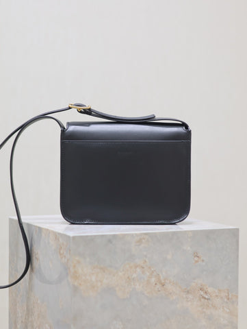 NIKI BABY 22 IN CHARCOAL GRAY CALFSKIN GOLD LOGO