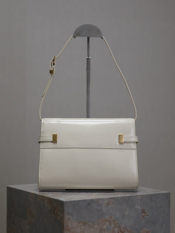 MANHATTAN SMALL 24 IN WHITE SMOOTH LAMBSKIN GOLD HARDWARE
