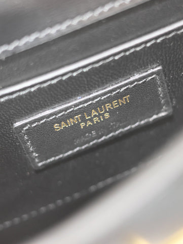 MANHATTAN MINI 19 IN BLACK SMOOTH LAMBSKIN GOLD BUCKLE