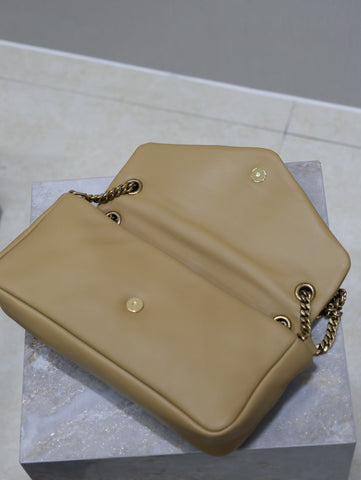 YSL 25S CALYPSO HANDBAG 26 IN LIGHT BROWN LAMBSKIN GOLD HARDWARE