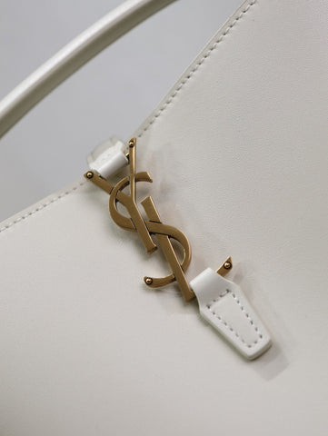 YSL 25S LE 37 BAG 20 IN DUSTY GRAY CALFSKIN GOLD HARDWARE