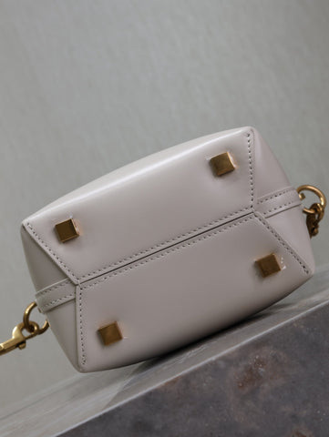 YSL 25S LE 37 MINI 15 IN DUSTY GRAY CALFSKIN GOLD HARDWARE