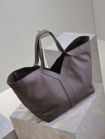 YSL 25S Y TOTE 50 IN PURPLE BROWN CALFSKIN GOLD HARDWRE