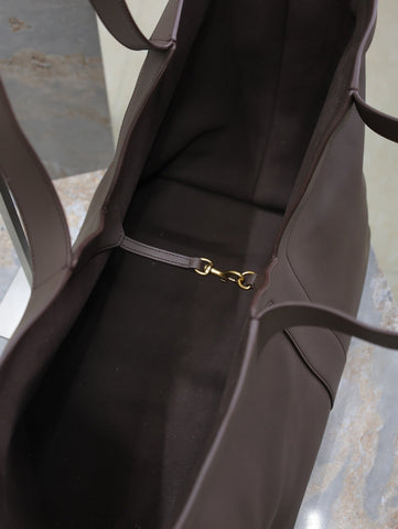 YSL 25S Y TOTE 50 IN PURPLE BROWN CALFSKIN GOLD HARDWARE