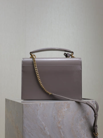 YSL 25S SUNSET MM 25 IN GRAYISH PURPLE CALFSKIN GOLD HARDWARE