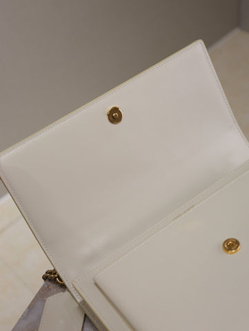 YSL 25S SUNSET MM 25 IN IVORY CALFSKIN GOLD HARDWRE
