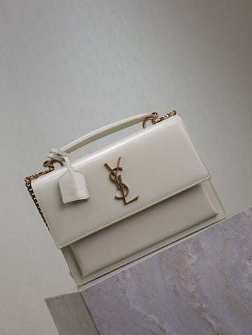YSL 25S SUNSET MM 25 IN IVORY CALFSKIN GOLD HARDWRE