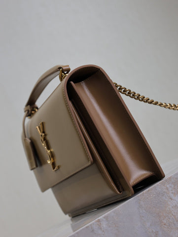 YSL 25S SUNSET MM 25 IN FOX CALFSKIN GOLD HARDWRE