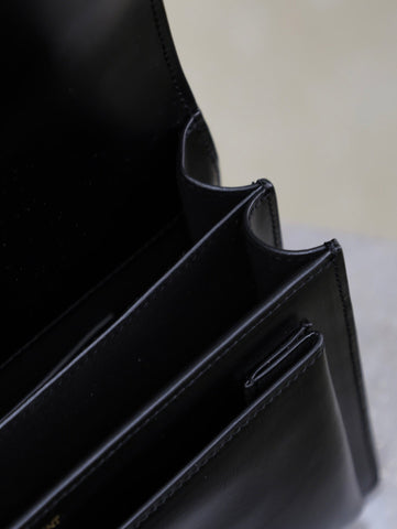 YSL 25S SUNSET BAG 22 IN BLACK CALFSKIN AND SUEDE GOLD HARDWARE