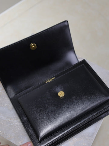 YSL 25S SUNSET BAG 22 IN BLACK CALFSKIN GOLD HARDWARE