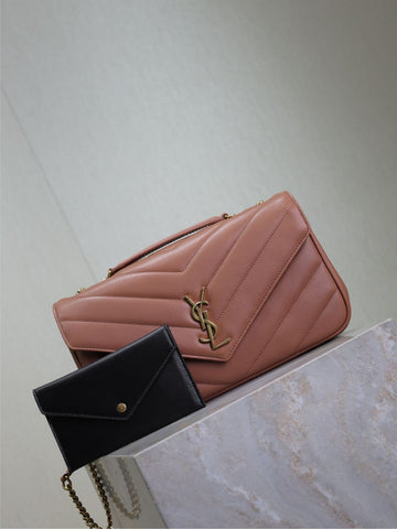LOULOU MEDIUM 29 IN SALMON PINK SHEEPSKIN GOLD HARDWARE