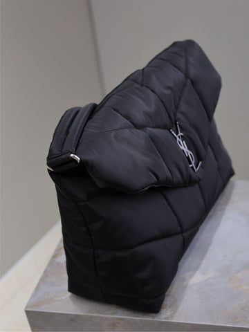YSL 25S LOULOU PUFFER BAG 34 IN BLACK NYLON BLACK HARDWRE