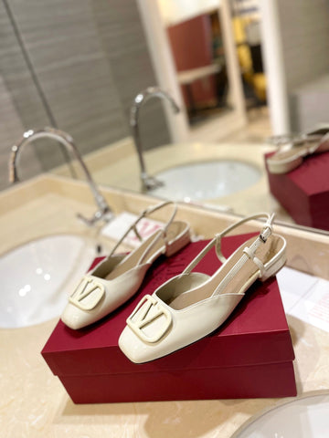 VALENTINO 26S SLINGBACK IN CREAM WHITE PATENT CALFSKIN
