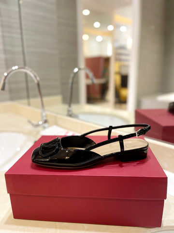VALENTINO 26S SLINGBACK IN BLACK PATENT CALFSKIN