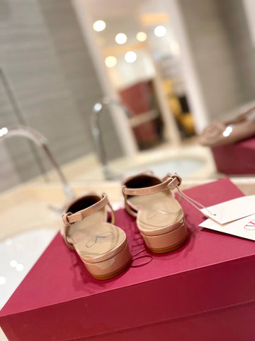 VALENTINO 26S SLINGBACK IN LIGHT BEIGE PINK PATENT CALFSKIN