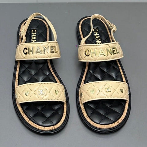 Dad sandals cream yellow calf leather