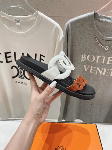 EXTRA SANDAL BLACK MIX WHITE MIX SYRUP CALFSKIN