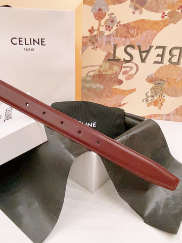 CELINE 25S BELT 25MM REVERSIBLE TRIOMPHE IN BURGUNDY CALFSKIN 565533