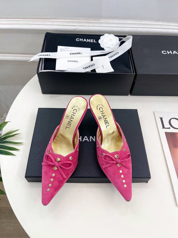 HIGH 65 MM MULE IN DEEP PINK SUEDE