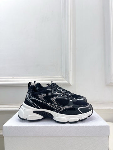 DIOR 26S SNEAKER IN BLACK CALFSKIN AND MESH FABRIC