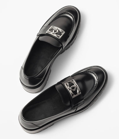 MOCCASINS BLACK CALFSKIN METAL