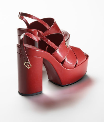 SANDALS DARK RED CRUMPLED LAMBKSIN