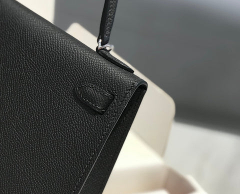 HM KELLY MINI 20 BLACK EPSOM SILVER HARDWARE